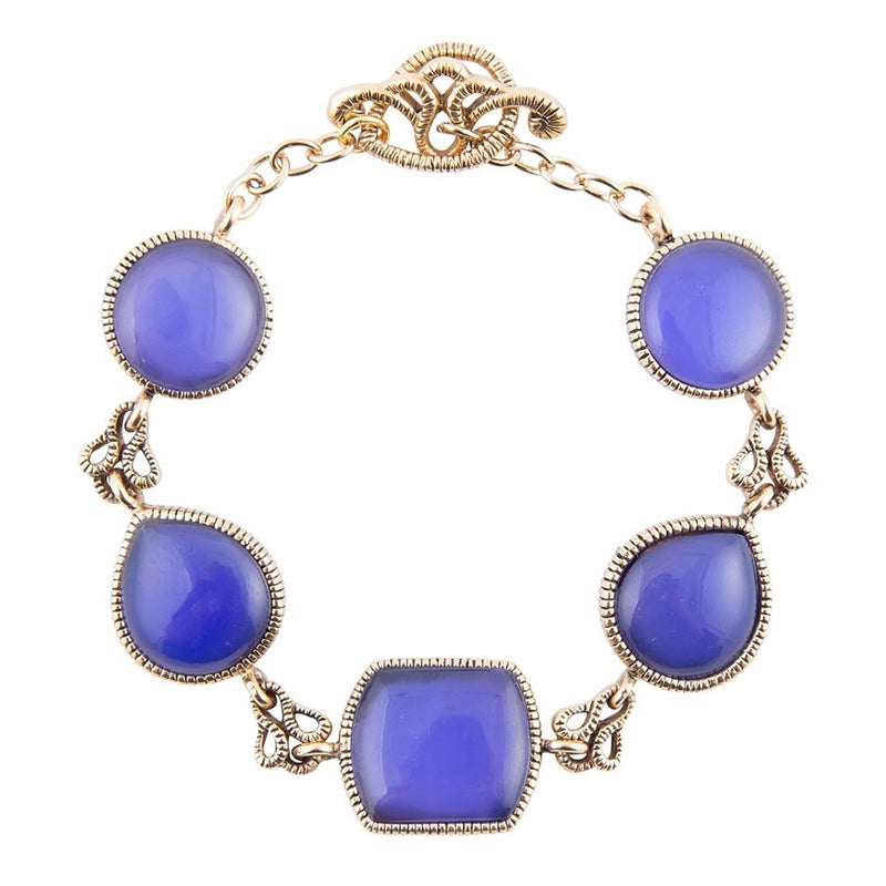 Lace Blue Agate Link Golden Bracelet - Barse Jewelry