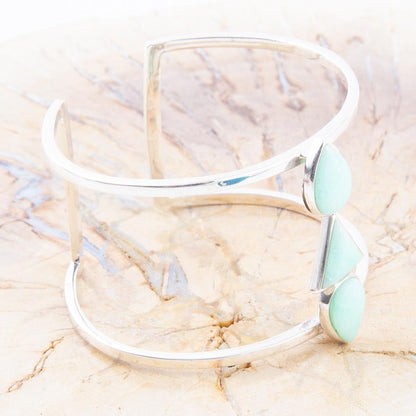 Lahana Green Chrysoprase Sterling Silver Statement Cuff Bracelet - Barse Jewelry