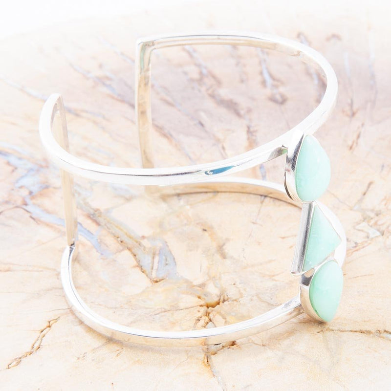 Lahana Green Chrysoprase Sterling Silver Statement Cuff Bracelet - Barse Jewelry