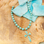 Las Cruces Blue Magnesite Cross Pendant Necklace - Barse Jewelry