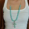 Las Cruces Blue Magnesite Cross Pendant Necklace - Barse Jewelry