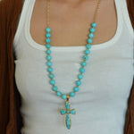 Las Cruces Blue Magnesite Cross Pendant Necklace - Barse Jewelry