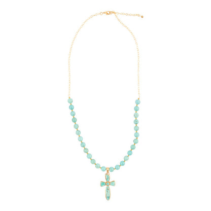 Las Cruces Blue Magnesite Cross Pendant Necklace - Barse Jewelry