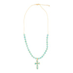 Las Cruces Blue Magnesite Cross Pendant Necklace - Barse Jewelry