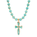 Las Cruces Blue Magnesite Cross Pendant Necklace - Barse Jewelry