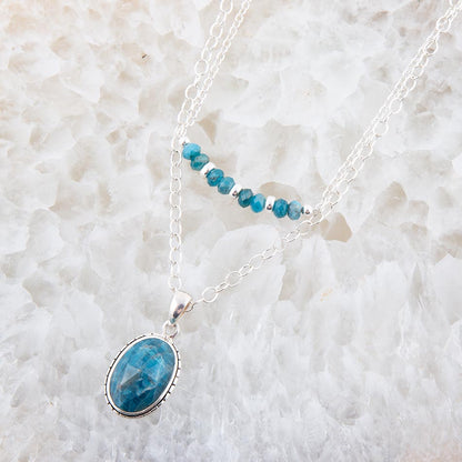Layered Blue Apatite and Sterling Silver Necklace - Barse Jewelry