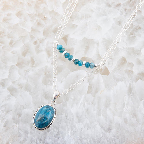Layered Blue Apatite and Sterling Silver Necklace - Barse Jewelry