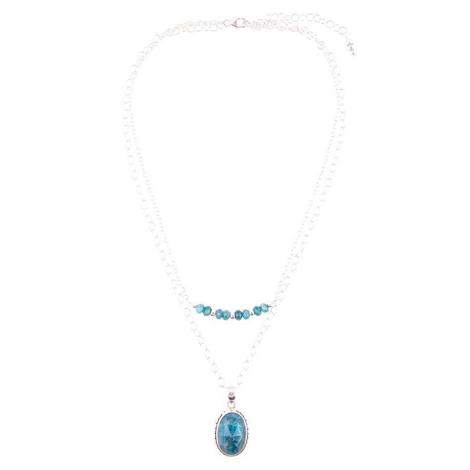 Layered Blue Apatite and Sterling Silver Necklace - Barse Jewelry