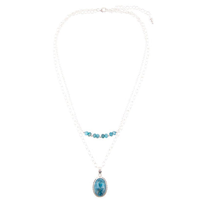 Layered Blue Apatite and Sterling Silver Necklace - Barse Jewelry