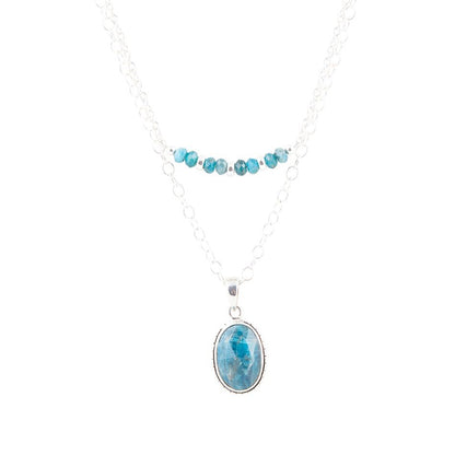 Layered Blue Apatite and Sterling Silver Necklace - Barse Jewelry