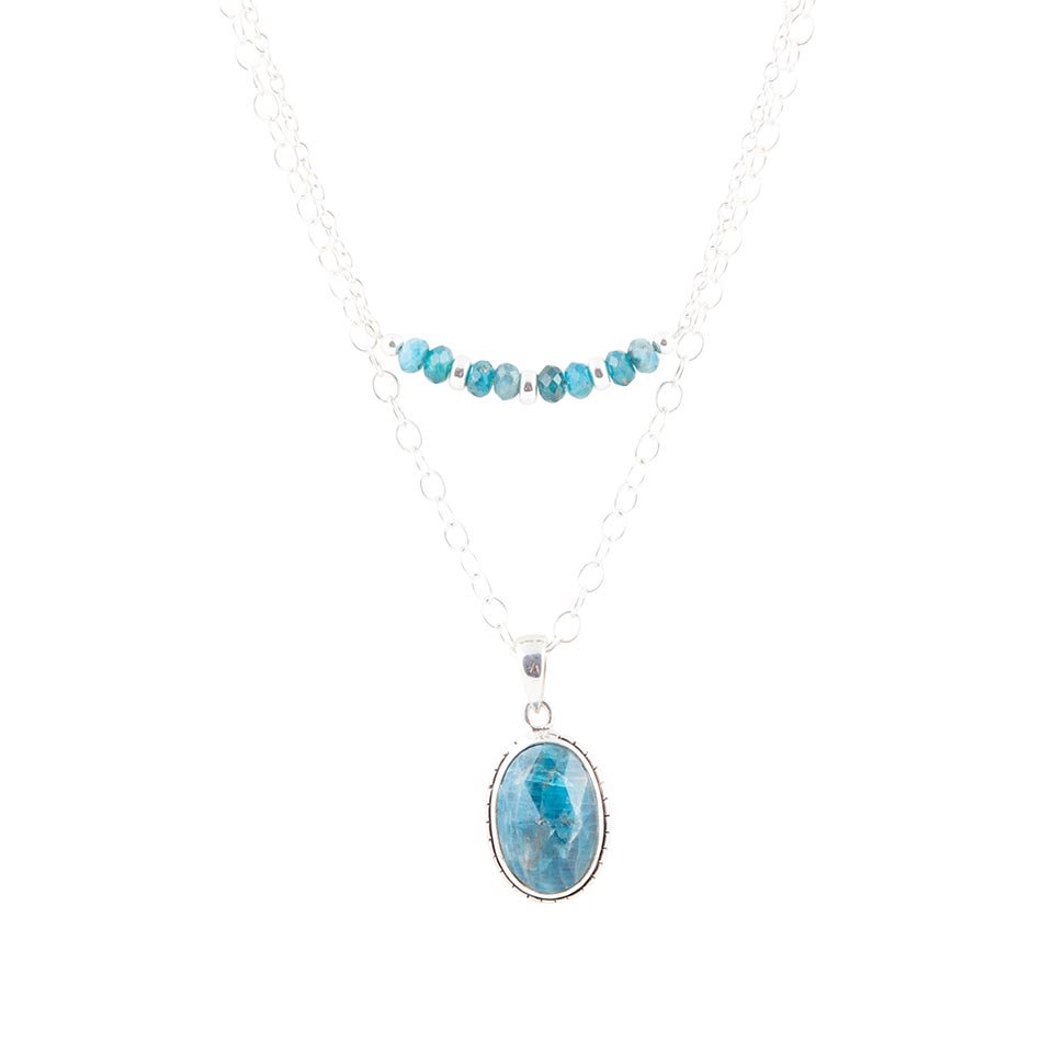 Layered Blue Apatite and Sterling Silver Necklace - Barse Jewelry