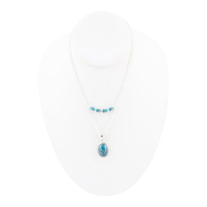 Layered Blue Apatite and Sterling Silver Necklace - Barse Jewelry