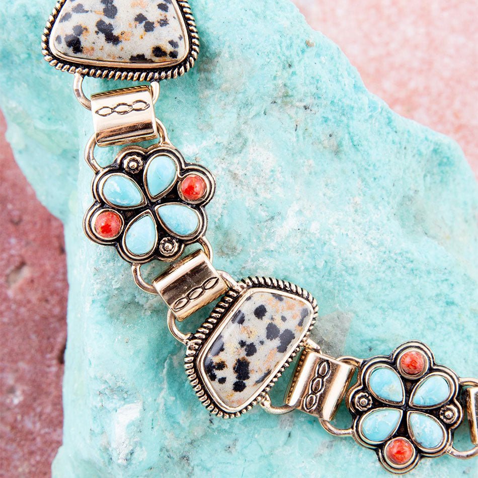 Legacy Blue Turquoise and Dalmatian Jasper Golden Bracelet – Barse