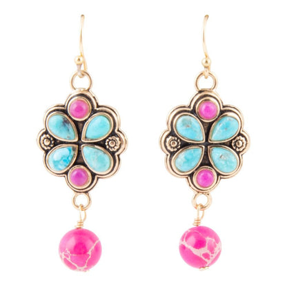 Legacy Pink Agate Golden Drop Earrings - Barse Jewelry