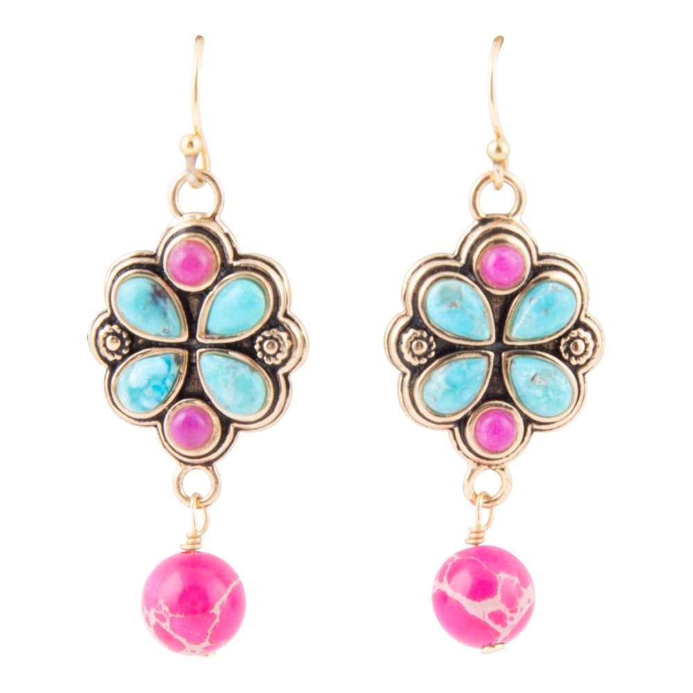 Legacy Pink Agate Golden Drop Earrings - Barse Jewelry