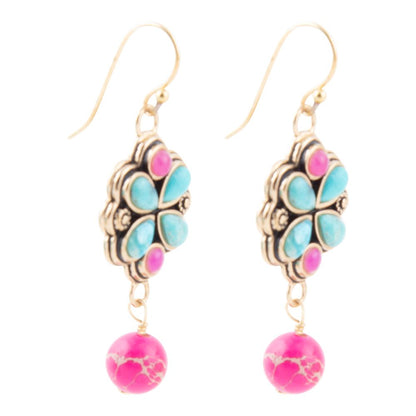 Legacy Pink Agate Golden Drop Earrings - Barse Jewelry