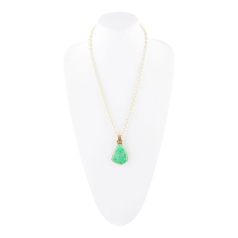 Lime Turquoise Golden Pendant Necklace - Barse Jewelry