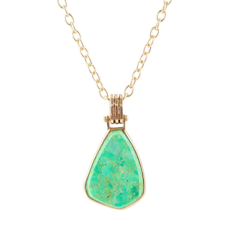 Lime Turquoise Golden Pendant Necklace - Barse Jewelry