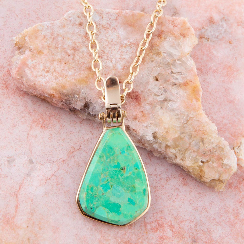Lime Turquoise Golden Pendant Necklace - Barse Jewelry
