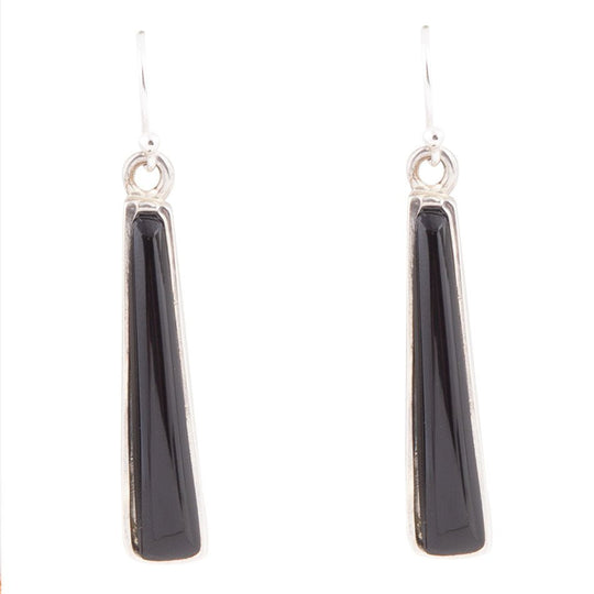 Line Black Onyx Sterling Silver Drop Earrings
