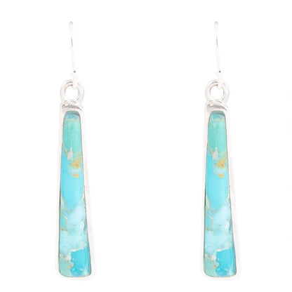 Line Blue Turquoise Sterling Silver Drop Earrings - Barse Jewelry