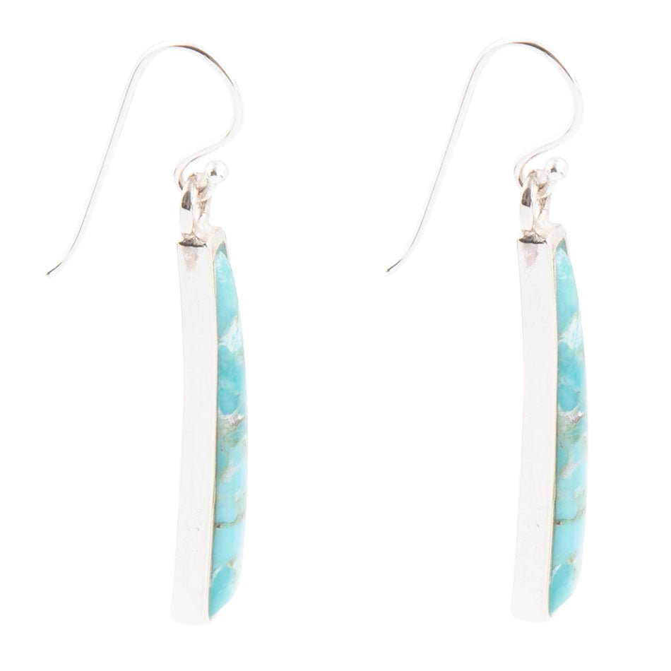 Line Blue Turquoise Sterling Silver Drop Earrings - Barse Jewelry