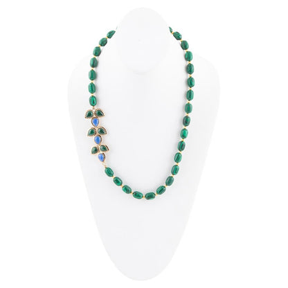 Linked Blue and Green Golden Necklace - Barse Jewelry