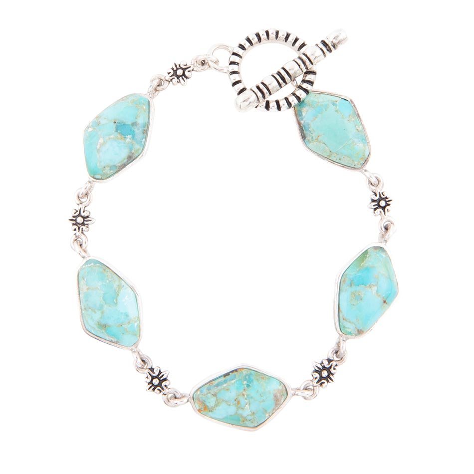 Linked Blue Turquoise and Sterling Bracelet - Barse Jewelry