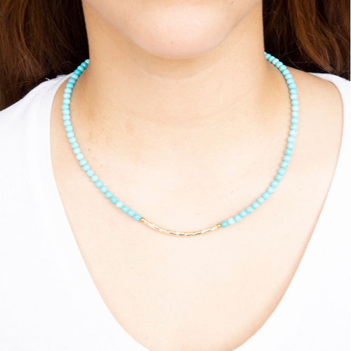 Little Bit Round Blue Magnesite Necklace - Barse Jewelry