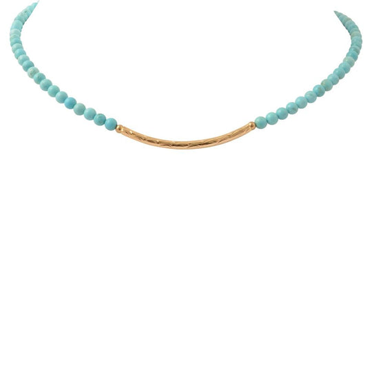 Little Bit Round Blue Turquoise Necklace