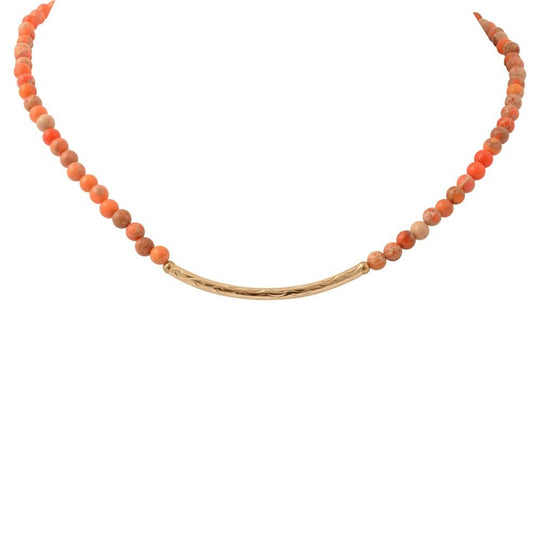 Little Bit Round Orange Jasper Necklace