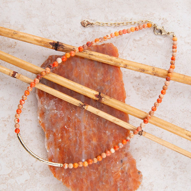 Little Bit Round Orange Jasper Necklace - Barse Jewelry