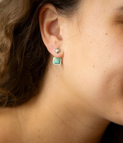 Little Bits Blue Turquoise Post Sterling Silver Earrings - Barse Jewelry