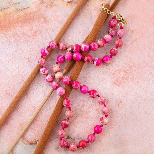 Love Knots Pink Jasper Necklace - Barse Jewelry