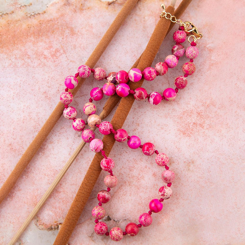 Love Knots Pink Jasper Necklace - Barse Jewelry