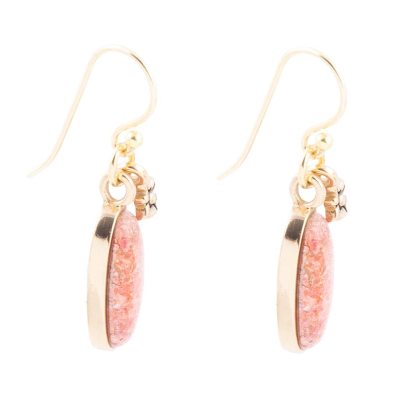 Lucent Orange Sponge Coral Golden Drop Earrings - Barse Jewelry