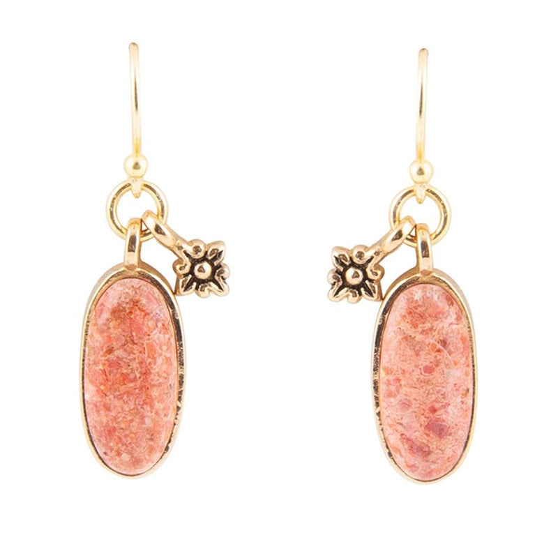 Lucent Orange Sponge Coral Golden Drop Earrings - Barse Jewelry