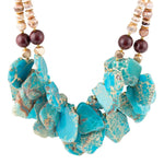 Lucia Blue Jasper and Fire Agate Golden Strand Necklace - Barse Jewelry