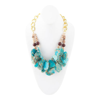 Lucia Blue Jasper and Fire Agate Golden Strand Necklace - Barse Jewelry