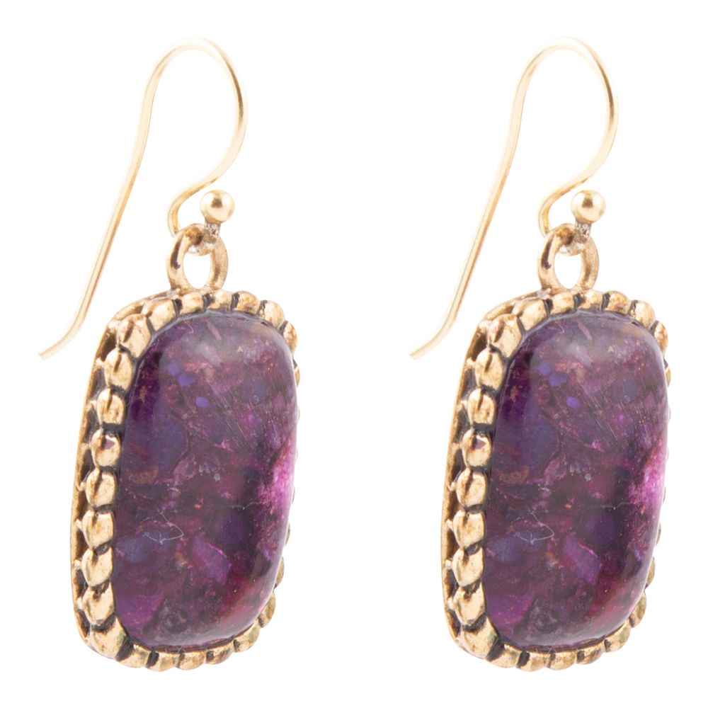 Luminous Purple Turquoise Golden Drop Earrings - Barse Jewelry