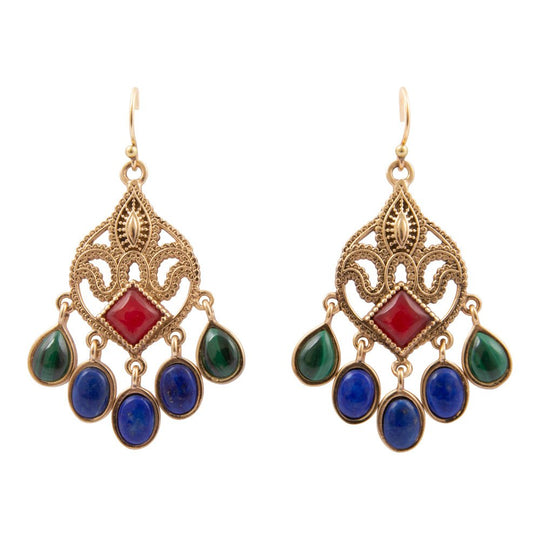 Luscious Red Quartz Golden Chandelier Earrings