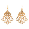 Luscious White Mother of Pearl Golden Chandelier Earrings - Barse Jewelry