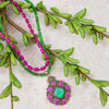 Madeira Lime Green and Pink Agate Statement Pendant Necklace - Barse Jewelry