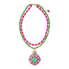 Madeira Lime Green and Pink Agate Statement Pendant Necklace - Barse Jewelry