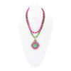 Madeira Lime Green and Pink Agate Statement Pendant Necklace - Barse Jewelry