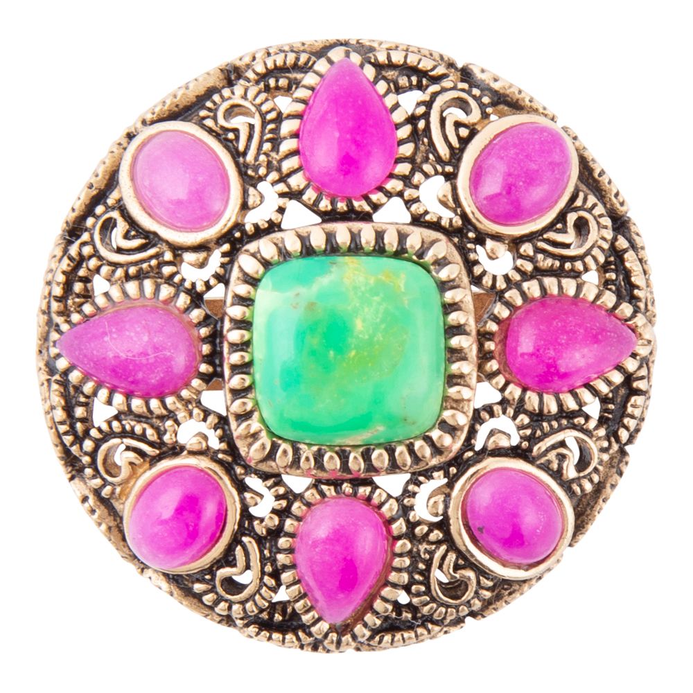 Madeira Pink Agate Golden Statement Ring - Barse Jewelry