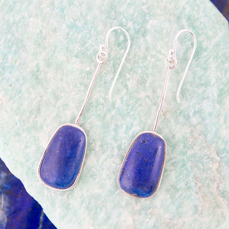 Madeleine Blue Lapis and Sterling Silver Drop Earrings - Barse Jewelry