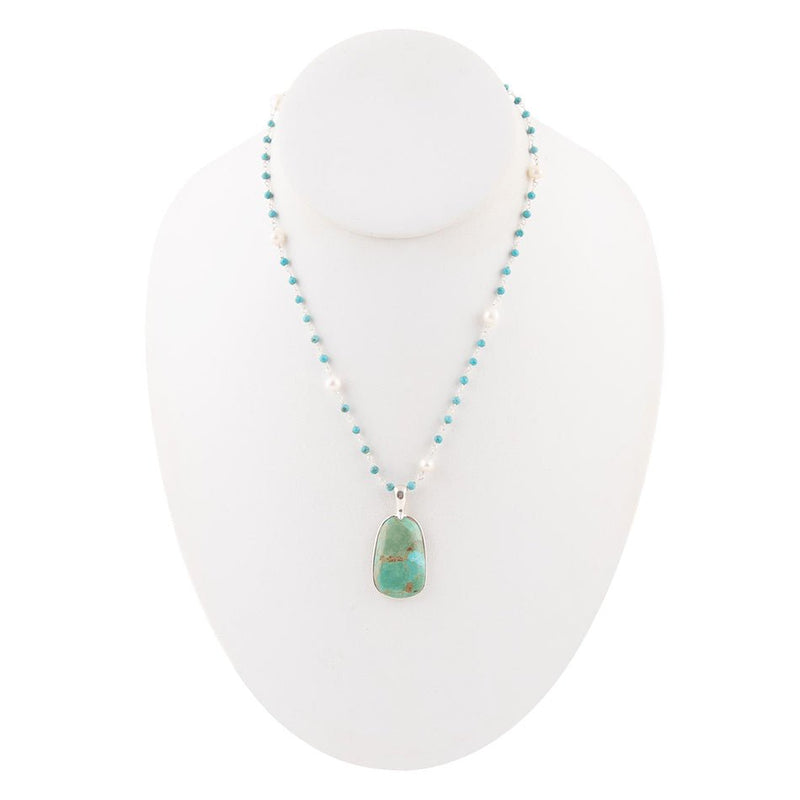 Madeleine Blue Turquoise and Sterling Silver Drop Pendant Necklace - Barse Jewelry