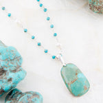 Madeleine Blue Turquoise and Sterling Silver Drop Pendant Necklace - Barse Jewelry