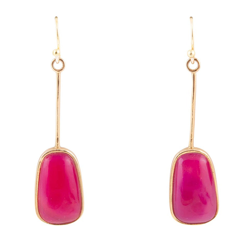 Madeleine Magenta Agate and Bronze Drop Earrings - Barse Jewelry